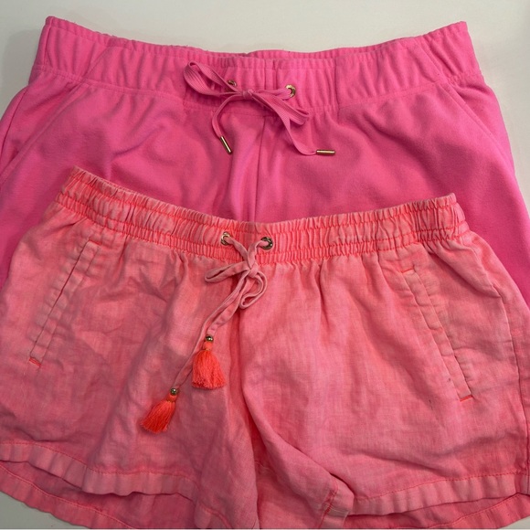 Lilly Pulitzer Lilo Linen Shorts Pink Terry Cloth Large - Picture 1 of 11